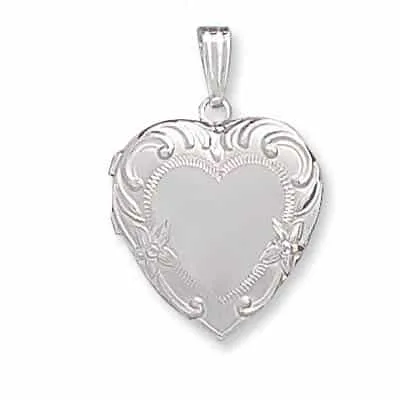 LOH-924: HEART SHAPED LOCKET WITH FLOWER DESIGN