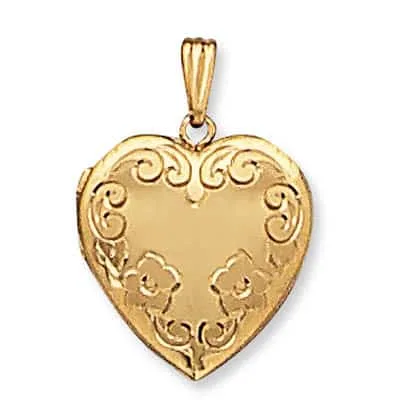 LOH-928: HEART SHAPED LOCKET WITH FLOWER DESIGN