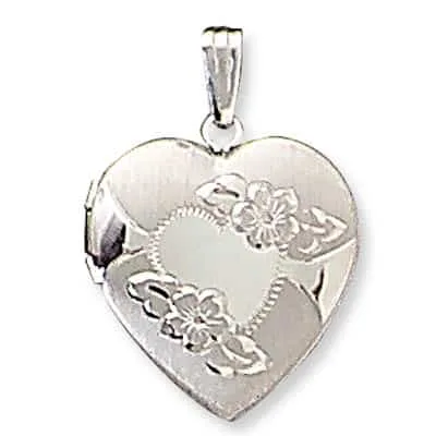 LOH-930: HEART SHAPED LOCKET WITH FLOWER DESIGN