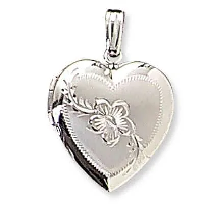 LOH-931: HEART SHAPED LOCKET WITH FLOWER DESIGN
