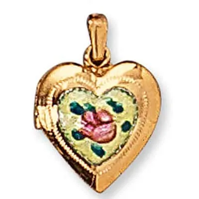LOH-934: HEART SHAPED LOCKET WITH FLOWER PAINTING DESIGN