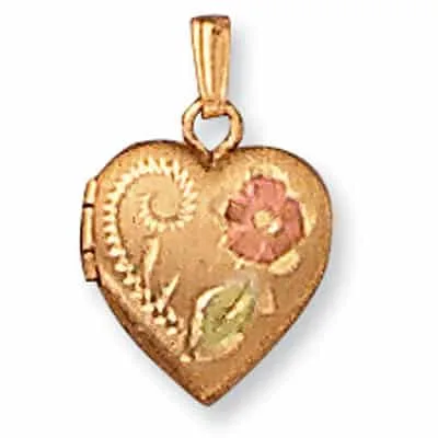 LOH-937: HEART SHAPED LOCKET WITH FLOWER DESIGN