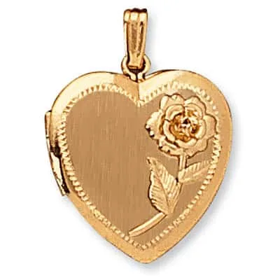 LOH-941: HEART SHAPED LOCKET WITH ROSE DESIGN