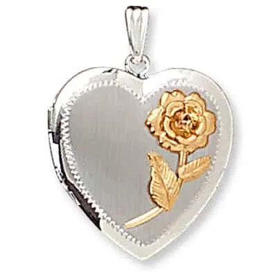 LOH-942: HEART SHAPED LOCKET WITH ROSE DESIGN