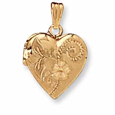 LOH-946: HEART SHAPED LOCKET WITH FLOWER DESIGN