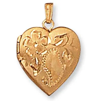 LOH-947: HEART SHAPED LOCKET WITH FLOWER DESIGN