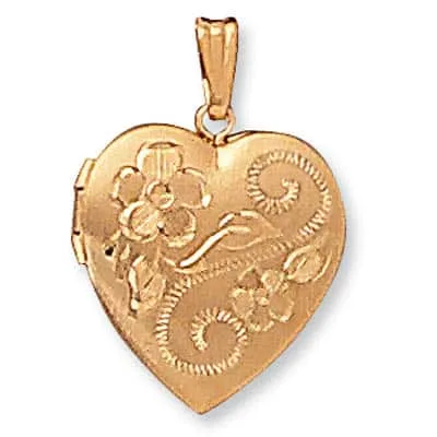 LOH-949: HEART SHAPED LOCKET WITH FLOWER DESIGN