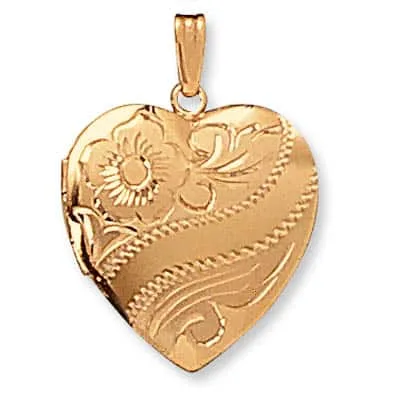 LOH-950: HEART SHAPED LOCKET WITH FLOWER DESIGN