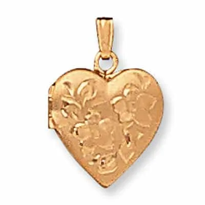 LOH-951: HEART SHAPED LOCKET WITH FLOWER DESIGN