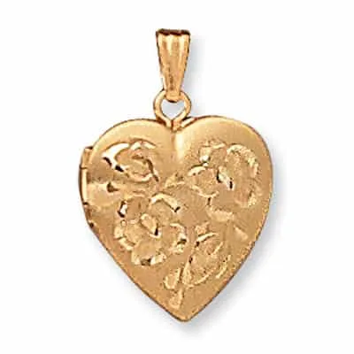 LOH-952: HEART SHAPED LOCKET WITH FLOWER DESIGN
