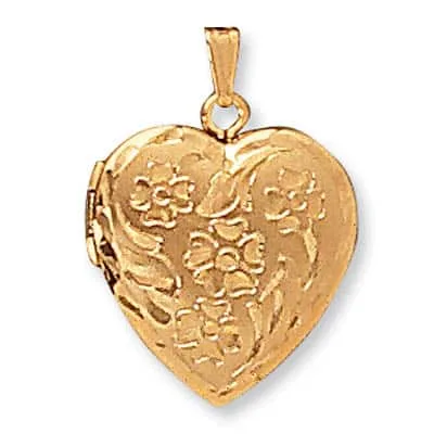 LOH-953: HEART SHAPED LOCKET WITH FLOWER DESIGN