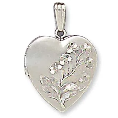LOH-955: HEART SHAPED LOCKET WITH FLOWER DESIGN