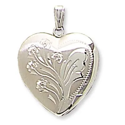 LOH-956: HEART SHAPED LOCKET WITH FLOWER DESIGN