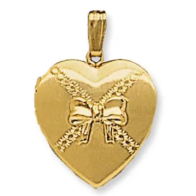 LOH-962: HEART SHAPED LOCKET WITH BOW TIE DESIGN