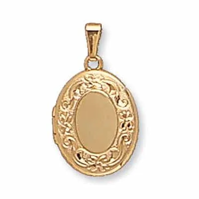 LOO-821-822: OVAL SHAPED LOCKET WITH FLOWER DESIGN