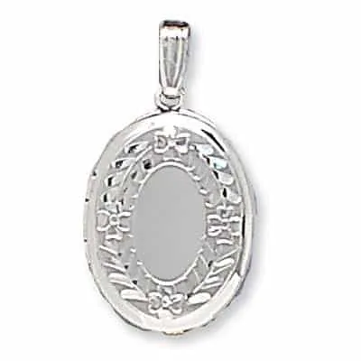 LOO-825: OVAL SHAPED LOCKET WITH FLOWER DESIGN