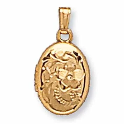 LOO-832: OVAL SHAPED LOCKET WITH ROSE DESIGN