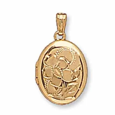 LOO-833: OVAL SHAPED LOCKET WITH ROSE DESIGN