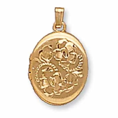LOO-835: OVAL SHAPED LOCKET WITH ROSE DESIGN