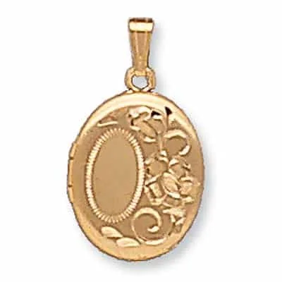 LOO-836: OVAL SHAPED LOCKET WITH ROSE DESIGN