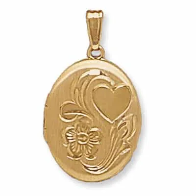LOO-850: OVAL SHAPED LOCKET WITH HEART DESIGN