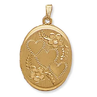 LOO-854: OVAL SHAPED LOCKET WITH HEART DESIGN