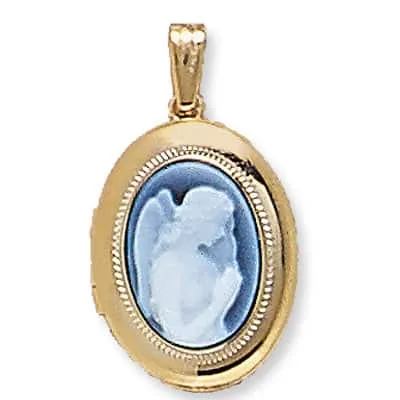 LOO-890: OVAL AGATE & CAMEO LOCKET