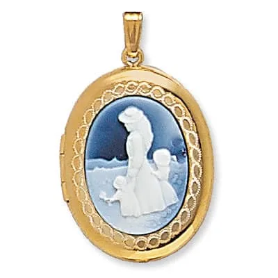 LOO-891: OVAL AGATE &amp; CAMEO LOCKET