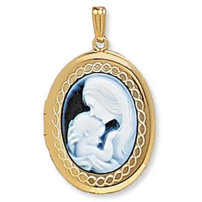 LOO-892: OVAL AGATE & CAMEO LOCKET