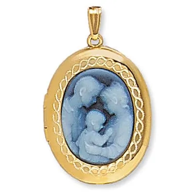 LOO-893: OVAL AGATE &amp; CAMEO LOCKET