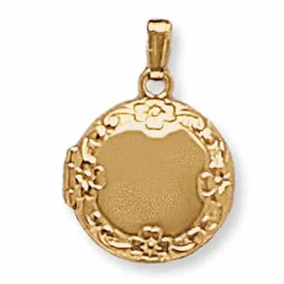 LOR-720: ROUND SHAPED LOCKET WITH FLOWER DESIGN