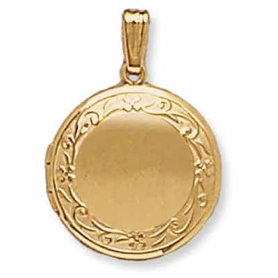 LOR-721: ROUND SHAPED LOCKET WITH FLOWER DESIGN