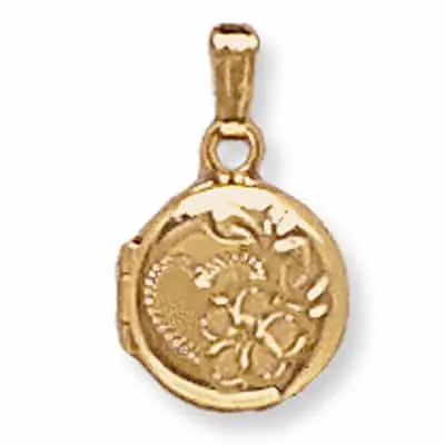 LOR-730: ROUND SHAPED LOCKET WITH FLOWER DESIGN