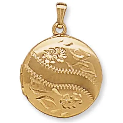 LOR-734: ROUND SHAPED LOCKET WITH FLOWER DESIGN