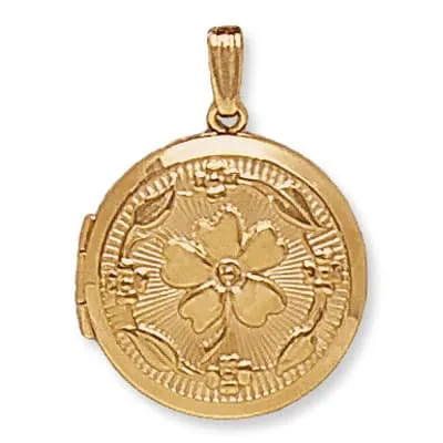LOR-735: ROUND SHAPED LOCKET WITH FLOWER DESIGN