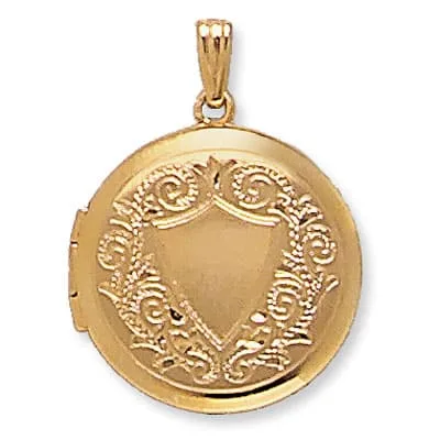 LOR-736: ROUND SHAPED LOCKET WITH SHIELD DESIGN