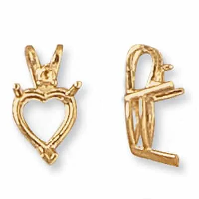 PE-165: CAST V-PRONG HEART SHAPED WIRE SETTING PENDANT W/ 1 DIAMOND ACCENT