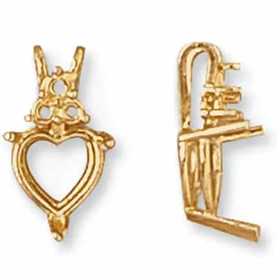 PE-365: CAST V-PRONG HEART SHAPED WIRE SETTING PENDANT W/ 3 DIAMOND ACCENTS