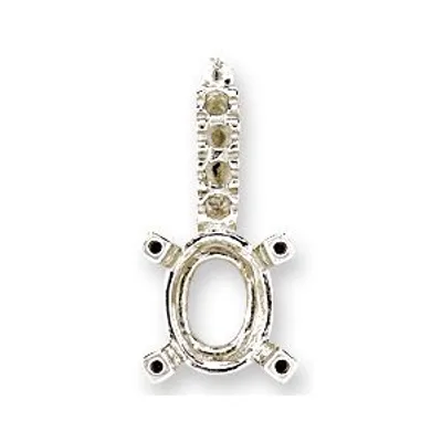 PE-501: CAST OVAL PENDANT WITH 4 STONE BAIL