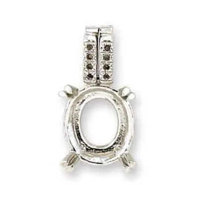 PE-502: CAST OVAL PENDANT WITH 10 STONE DOUBLE BAIL
