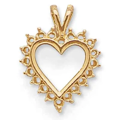 PE-76: CAST HEART SHAPED PENDANT FOR 20 STONES