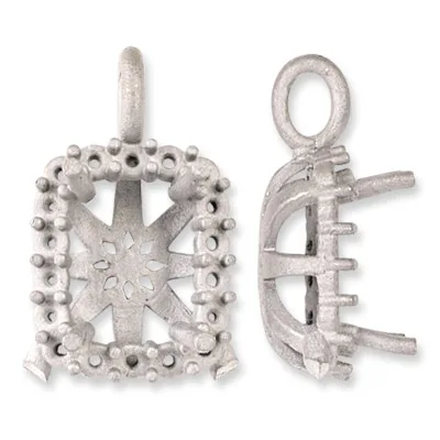 PE-95: CAST HALO EMERALD CUT CLUSTER PENDANT
