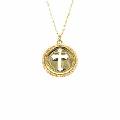 RD-CR: CUT OUT CROSS MEDALLION ADJUSTABLE NECKLACE