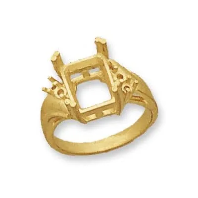 RM-1401: CAST EMERALD RING WITH ROUND SIDE STONES
