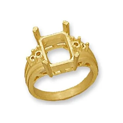 RM-1403: CAST EMERALD RING WITH ROUND SIDE STONES