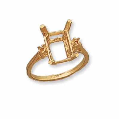 RM-1450: CAST EMERALD RING WITH ROUND SIDE STONES